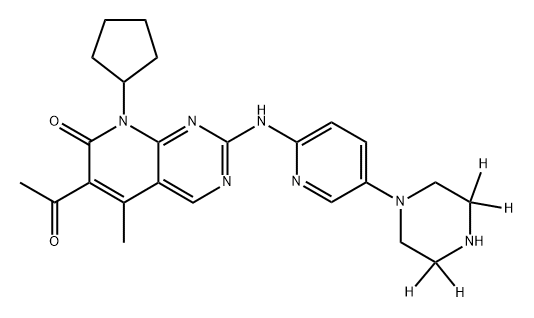 Pyrido[2,3-d]pyrimidin-7(8H)-one, 6-acetyl-8-cyclopentyl-5-methyl-2-[[5-(1-piperazinyl-3,3,5,5-d4)-2-pyridinyl]amino]- 结构式