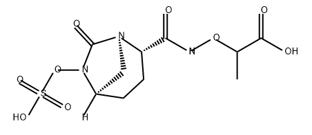 2-(((1R,2S,5R)-7-oxo-6-(sulfooxy)-1,6-diazabicyclo[3.2.1]octane-2-carboxamido)oxy)propanoic acid,1629208-61-2,结构式