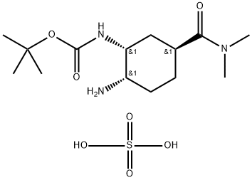 Carbamic acid, N-[(1R,2S,5S)-2-amino-5-[(dimethylamino)carbonyl]cyclohexyl]-, 1,1-dimethylethyl ester, sulfate (1:1) Struktur