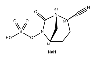 Sulfuric acid, mono[(1S,2S,5S)-2-cyano-7-oxo1,6-diazabicyclo[3.2.1]oct-6-yl] ester, sodium salt (1:1) Struktur