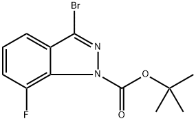 tert-butyl 3-bromo-7-fluoro-1H-indazole-1-carboxylate 化学構造式