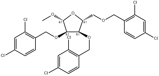 Methyl 2,3,5-tris-O-(2,4-dichlorobenzyl)-β-D-ribofuranoside Structure