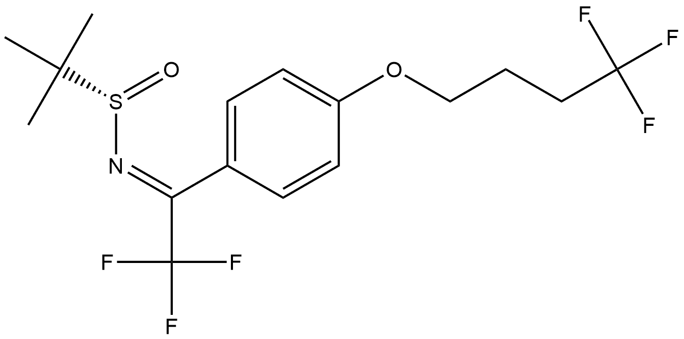 (S,E)-2-methyl-N-(2,2,2-trifluoro-1-(4-(4,4,4-trifluorobutoxy)phenyl)ethylidene)propane-2-sulfinamide Struktur