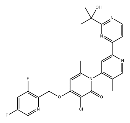 [1(2H),4'-Bipyridin]-2-one, 3-chloro-4-[(3,5-difluoro-2-pyridinyl)methoxy]-2'-[2-(1-hydroxy-1-methylethyl)-4-pyrimidinyl]-5',6-dimethyl-, (2'S)-|ZUNSEMETINIB