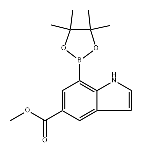 7-(4,4,5,5-Tetramethyl-[1,3,2]dioxaborolan-2-yl)-1H-indole-5-carboxylic acid methyl ester Structure