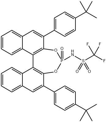 (S)-N-(2,6-双(4-(叔丁基)苯基)-4-氧化-7A,8,9,10,11,11A,12,13,14,15-十氢二萘并[2,1-D:1',2'-F][1,3,2]二氧杂磷杂环庚-4-基)-1,1,1-三氟甲磺酰胺,1643958-21-7,结构式