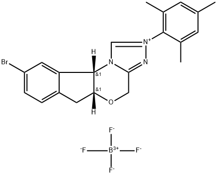 4H,6H-Indeno[2,1-b][1,2,4]triazolo[4,3-d][1,4]oxazinium, 9-bromo-5a,10b-dihydro-2-(2,4,6-trimethylphenyl)-, (5aR,10bS)-, tetrafluoroborate(1-) (1:1) Structure