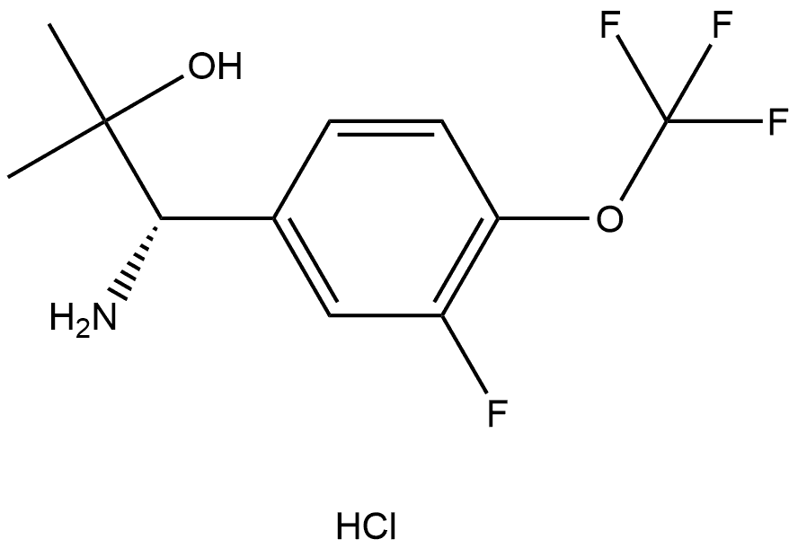 (S)-1-amino-1-(3-fluoro-4-(trifluoromethoxy)phenyl)-2-methylpropan-2-ol hydrochloride Structure
