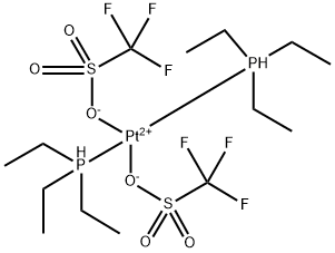 cis-[Pt(II)(PEt)3(trifluoromethane-sulfonate)2 化学構造式