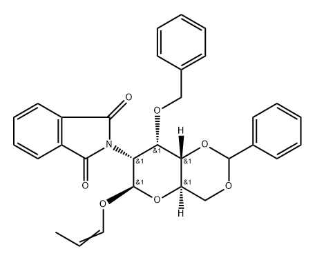 .beta.-D-Allopyranoside, 1-propenyl 2-deoxy-2-(1,3-dihydro-1,3-dioxo-2H-isoindol-2-yl)-3-O-(phenylmethyl)-4,6-O-(phenylmethylene) Structure