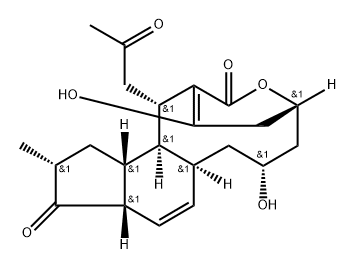 1H-2,5-Ethanoindeno[4,5-e]oxecin-3,11-dione, 5,6,7,8,8a,10a,12,13,13a,13b-decahydro-7,15-dihydroxy-12-methyl-1-(2-oxopropyl)-, (1S,5R,7R,8aS,10aS,12R,13aR,13bS)-,165561-13-7,结构式