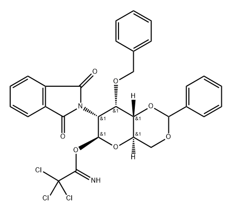 .beta.-D-Allopyranose, 2-deoxy-2-(1,3-dihydro-1,3-dioxo-2H-isoindol-2-yl)-3-O-(phenylmethyl)-4,6-O-(phenylmethylene)-, 1-(2,2,2-trichloroethanimidate) Struktur