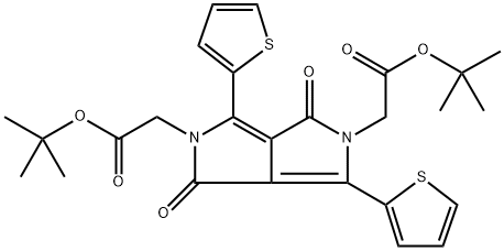 Di-tert-butyl 2,2'-(1,4-dioxo-3,6-di(thiophen-2-yl)pyrrolo[3,4-c]pyrrole-2,5(1H,4H)-diyl)diacetate 化学構造式