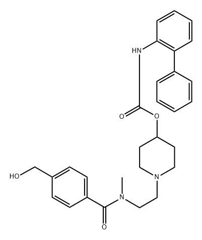 Carbamic acid, N-[1,1'-biphenyl]-2-yl-, 1-[2-[[4-(hydroxymethyl)benzoyl]methylamino]ethyl]-4-piperidinyl ester 化学構造式