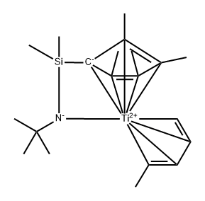 [N-(1,1-dimethylethyl)-1,1-dimethyl-1-[(1,2,3,4,5-η)-2,3,4,5-tetramethyl-2,4-cyclopentadien-1-yl]silanaminato(2-)-κN][(1,2,3,4-η)-1,3-pentadiene]-titanium Structure