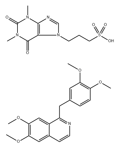 7H-Purine-7-propanesulfonic acid, 1,2,3,6-tetrahydro-1,3-dimethyl-2,6-dioxo-, compd. with 1-[(3,4-dimethoxyphenyl)methyl]-6,7-dimethoxyisoquinoline (1:1) Structure