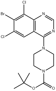 4-(7-溴-6,8-二氯喹唑啉-4-基)哌嗪-1-羧酸叔丁酯 结构式