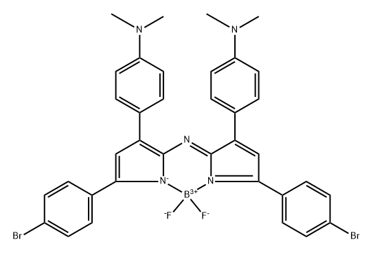 Boron, [5-(4-bromophenyl)-N-[5-(4-bromophenyl)-3-[4-(dimethylamino)phenyl]-2H-pyrrol-2-ylidene-κN]-3-[4-(dimethylamino)phenyl]-1H-pyrrol-2-aminato-κN1]difluoro-, (T-4)- 化学構造式