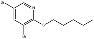 3,5-Dibromo-2-(pentylthio)pyridine 化学構造式