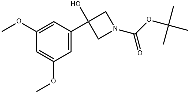 1,1-Dimethylethyl 3-(3,5-dimethoxyphenyl)-3-hydroxy-1-azetidinecarboxylate 结构式