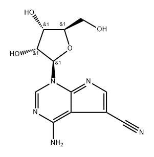 1H-Pyrrolo[2,3-d]pyrimidine-5-carbonitrile, 4-amino-1-β-D-ribofuranosyl- 化学構造式