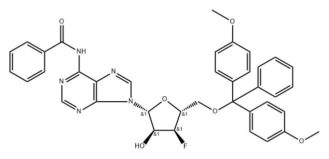 N6-Benzoyl-3'-deoxy-5'-O-(4,4'-dimethoxytrityl)-3'-fluoroadenosine Struktur