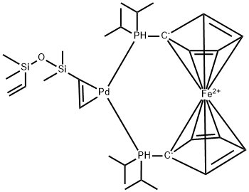 (1,3-Divinyl-1,1,3,3-tetramethyldisiloxane)[1,1'-bis(diisopropylphosphino)ferrocene]palladium(0) toluene solution Struktur