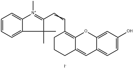 3H-Indolium, 2-[2-(2,3-dihydro-6-hydroxy-1H-xanthen-4-yl)ethenyl]-1,3,3-trimethyl-, iodide (1:1) Structure
