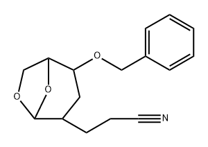 .beta.-D-ribo-Hexopyranose, 1,6-anhydro-2-(2-cyanoethyl)-2,3-dideoxy-4-O-(phenylmethyl)- Struktur