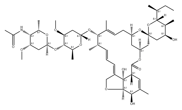 Avermectin A1a, 4''-(acetylamino)-5-O-demethyl-4''-deoxy-22,23-dihydro-23-hydroxy-, (4''R,23S)- (9CI) Struktur