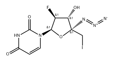 2,4(1H,3H)-Pyrimidinedione, 1-[4-C-azido-2,5-dideoxy-2-fluoro-5-iodo-β-D-arabinofuranosyl]- Struktur