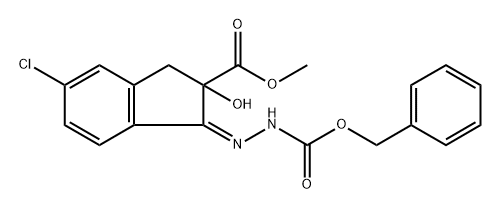 Hydrazinecarboxylic acid, (5-chloro-2,3-dihydro-2-hydroxy-2-(methoxyca rbonyl)-1H-inden-1-ylidene)-, phenylmethyl ester, (Z)-(+)- 结构式