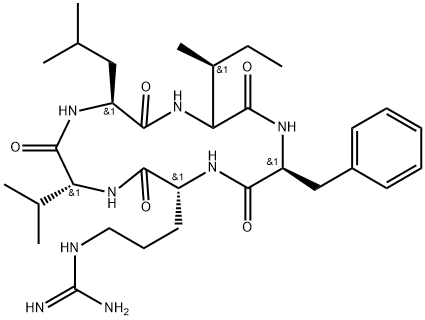 Cyclo(D-alloisoleucyl-L-phenylalanyl-D-arginyl-D-valyl-L-leucyl) (9CI),174689-43-1,结构式