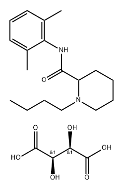 2-Piperidinecarboxamide, 1-butyl-N-(2,6-dimethylphenyl)-, (2R,3R)-2,3-dihydroxybutanedioate (2:1),175082-90-3,结构式