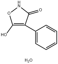 4-phenylisoxazole-3,5-diol 0.5 hydrate Struktur