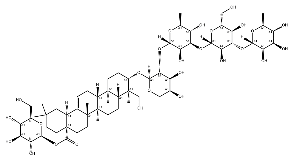 Olean-12-en-28-oic acid, 3-[(O-6-deoxy-α-L-mannopyranosyl-(1→3)-O-β-D-glucopyranosyl-(1→3)-O-6-deoxy-α-L-mannopyranosyl-(1→2)-α-L-arabinopyranosyl)oxy]-23-hydroxy-, β-D-glucopyranosyl ester, (3β,4α)- (9CI)|日本续断皂甙E1