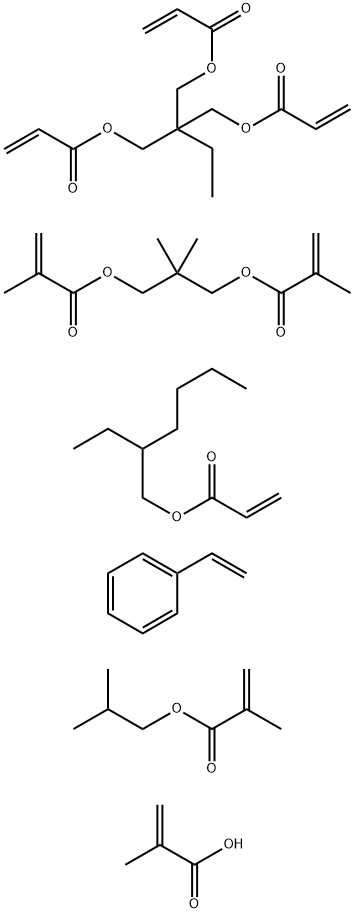 2-Methyl-2-propenoic acid polymer with 2,2-dimethyl-1,3-propanediyl bis(2-methyl-2-propenoate), ethenylbenzene, 2-ethylhexyl 2-propenoate, 2-ethyl-2-[[(1-oxo-2-propenyl)oxy]methyl]-1,3-propanediyl di-2-propenoate and 2-methylpropyl 2-methyl-2-propenoate|