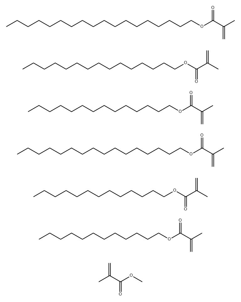 2-Propenoic acid, 2-methyl-, dodecyl ester, polymer with hexadecyl 2-methyl-2-propenoate, methyl 2-methyl-2-propenoate, octadecyl 2-methyl-2-propenoate, pentadecyl 2-methyl-2-propenoate, tetradecyl 2-methyl-2-propenoate and tridecyl 2-methyl-2-propenoate 结构式