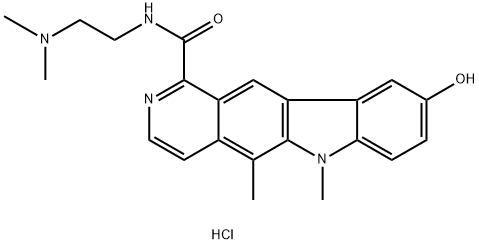 6H-Pyrido[4,3-b]carbazole-1-carboxamide, N-[2-(dimethylamino)ethyl]-9-hydroxy-5,6-dimethyl-, hydrochloride (1:2) Struktur
