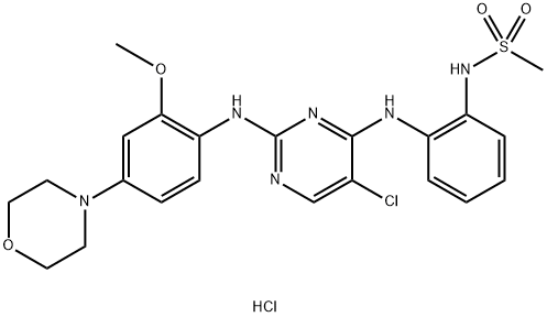 Methanesulfonamide, N-[2-[[5-chloro-2-[[2-methoxy-4-(4-morpholinyl)phenyl]amino]-4-pyrimidinyl]amino]phenyl]-, hydrochloride (1:1) Struktur