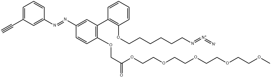 Acetic acid, 2-[[2'-[(6-azidohexyl)oxy]-5-[2-(3-ethynylphenyl)diazenyl][1,1'-biphenyl]-2-yl]oxy]-, 3,6,9,12-tetraoxatridec-1-yl ester Structure