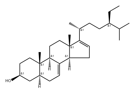 5α-スチグマスタ-7,16-ジエン-3β-オール 化学構造式