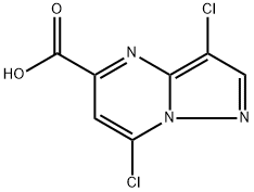 3,7-dichloropyrazolo[1,5-a]pyrimidine-5-carboxylic acid 化学構造式