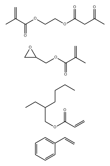 Butanoic acid, 3-oxo-, 2-(2-methyl-1-oxo-2-propenyl)oxyethyl ester, polymer with ethenylbenzene, 2-ethylhexyl 2-propenoate and oxiranylmethyl 2-methyl-2-propenoate 结构式