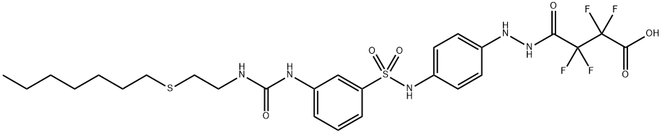 Butanedioic acid, 2,2,3,3-tetrafluoro-, 1-[2-[4-[[[3-[[[[2-(heptylthio)ethyl]amino]carbonyl]amino]phenyl]sulfonyl]amino]phenyl]hydrazide] Structure