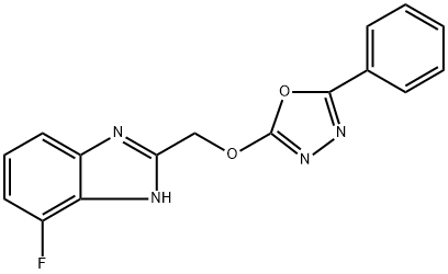 2-((4-fluoro-1H-benzo[d]imidazol-2-yl)methoxy)-5-phenyl-1,3,4-oxadiazole Struktur