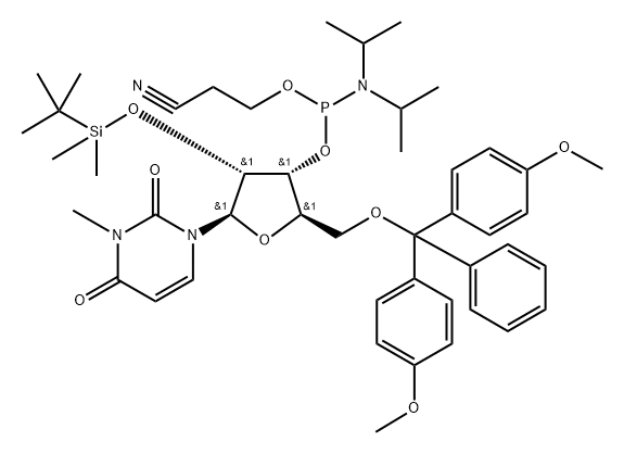 2'-O-tert-Butyldimethylsilyl-5'-O-DMT-3-methyluridine 3'-CE phosphoramidite Structure