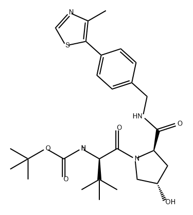 tert-butyl ((S)-1-((2R,4S)-4-hydroxy-2-((4-(4-methylthiazol-5-yl)benzyl)carbamoyl)pyrrolidin-1-yl)-3,3-dimethyl-1-oxobutan-2-yl)carbamate Structure