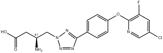 (ΒS)-Β-氨基-5-[4-[(5-氯-3-氟-2-吡啶基)氧基]苯基]-2H-四唑-2-丁酸, 1799681-85-8, 结构式