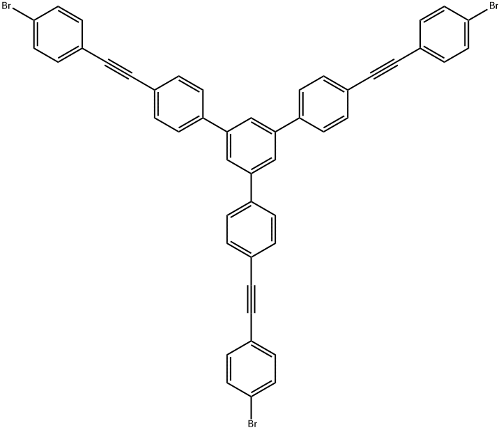 4,4''-双((4-溴苯基)乙炔基)-5'-(4-((4-溴苯基)乙炔基)苯基)-1,1':3',1''-三联苯 结构式